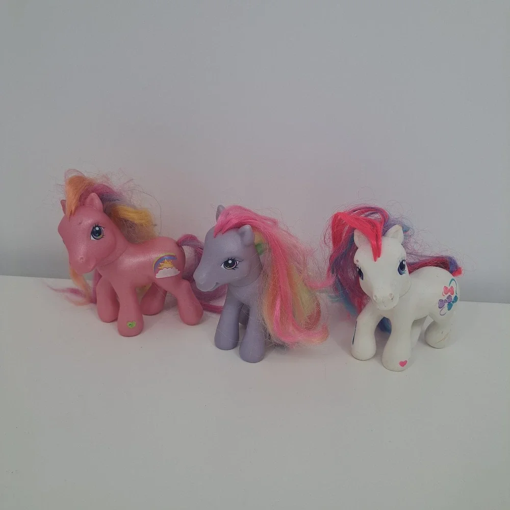 VTG My Little Pony G3 Lot of 3 Pink Rainbow Flash Rainbow Swirl Bowtie 2000s